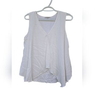 Green Envelope Womens Medium Tank Top White Lined Woven Sleeveless Layered